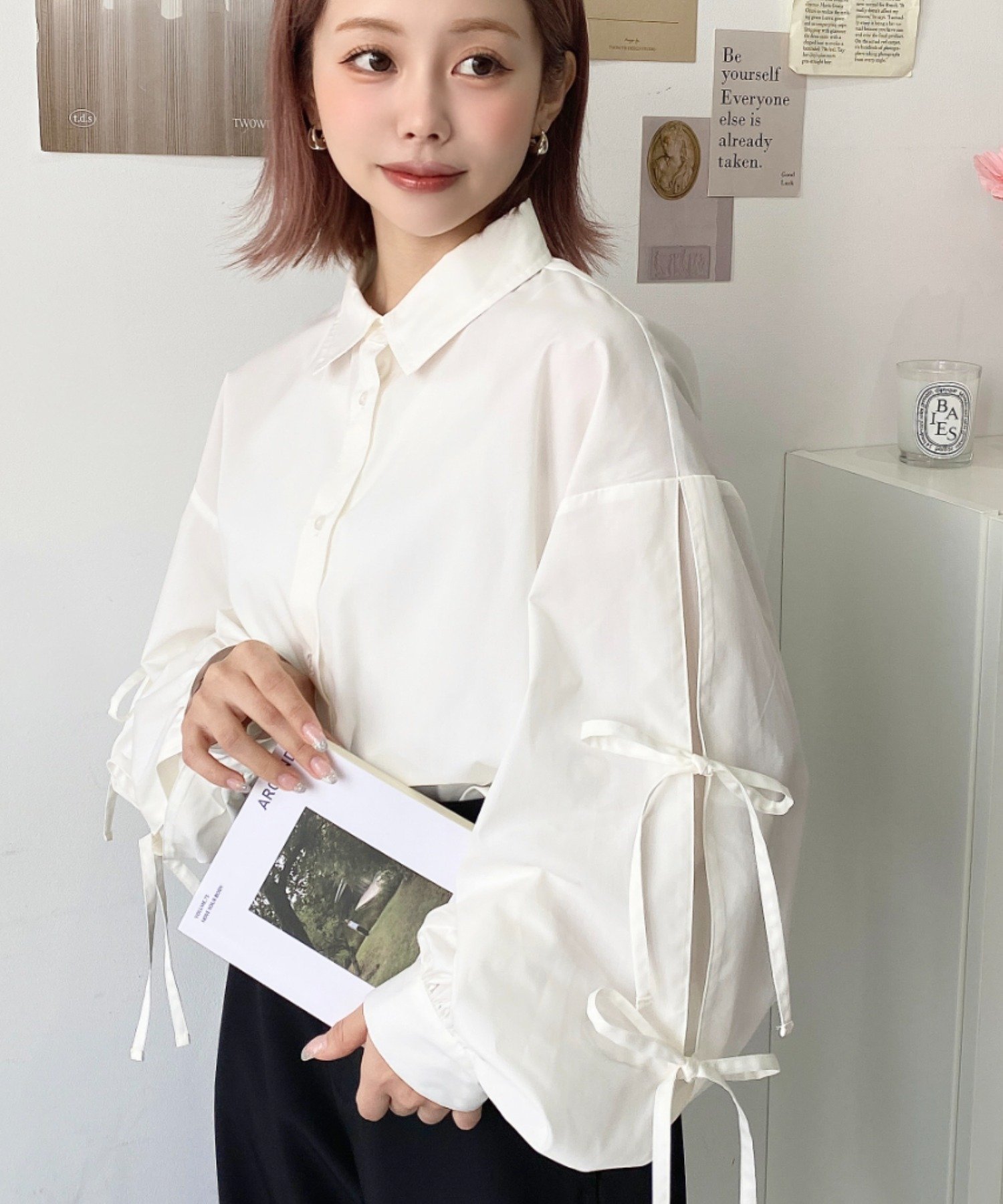 moment+｜タックスリーブダブルリボンブラウス | Rakuten Fashion(楽天