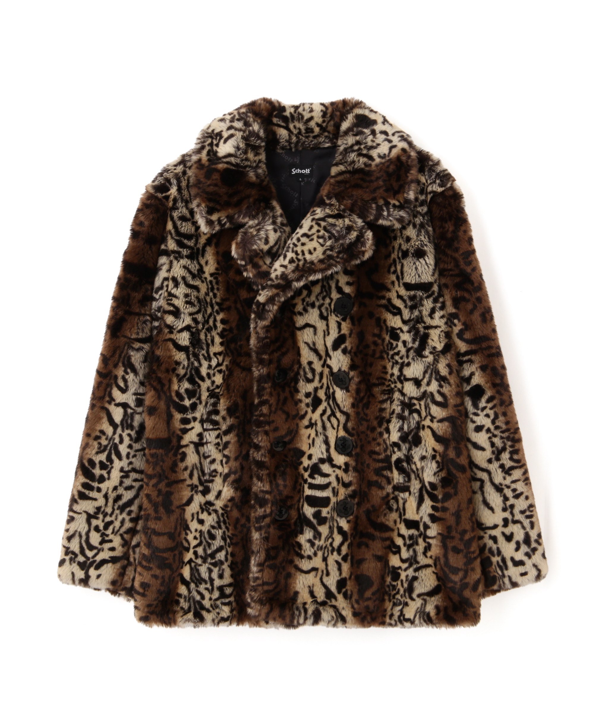 Schott｜LEOPARD FUR PEACOAT/レオパード ファーコート | Rakuten