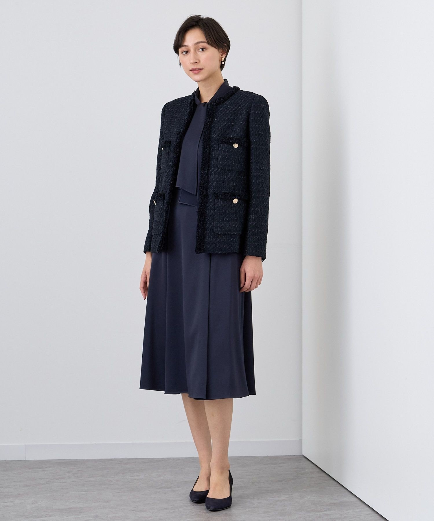 ANAYI｜【Eternal Line 2024】ミックスツイードロングノーカラー