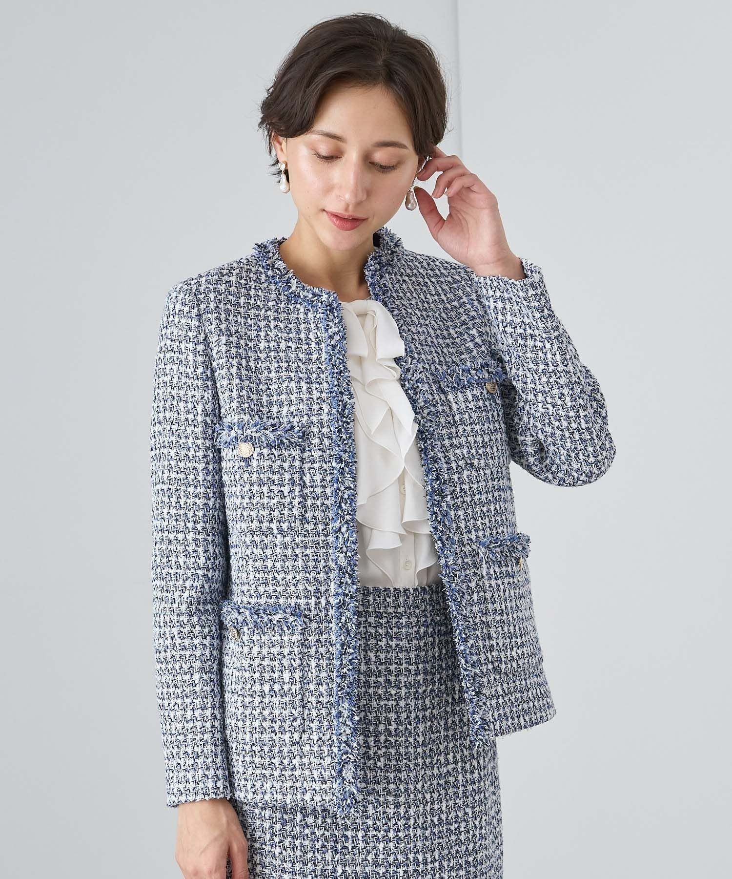 ANAYI｜【Eternal Line 2024】ミックスツイードロングノーカラー