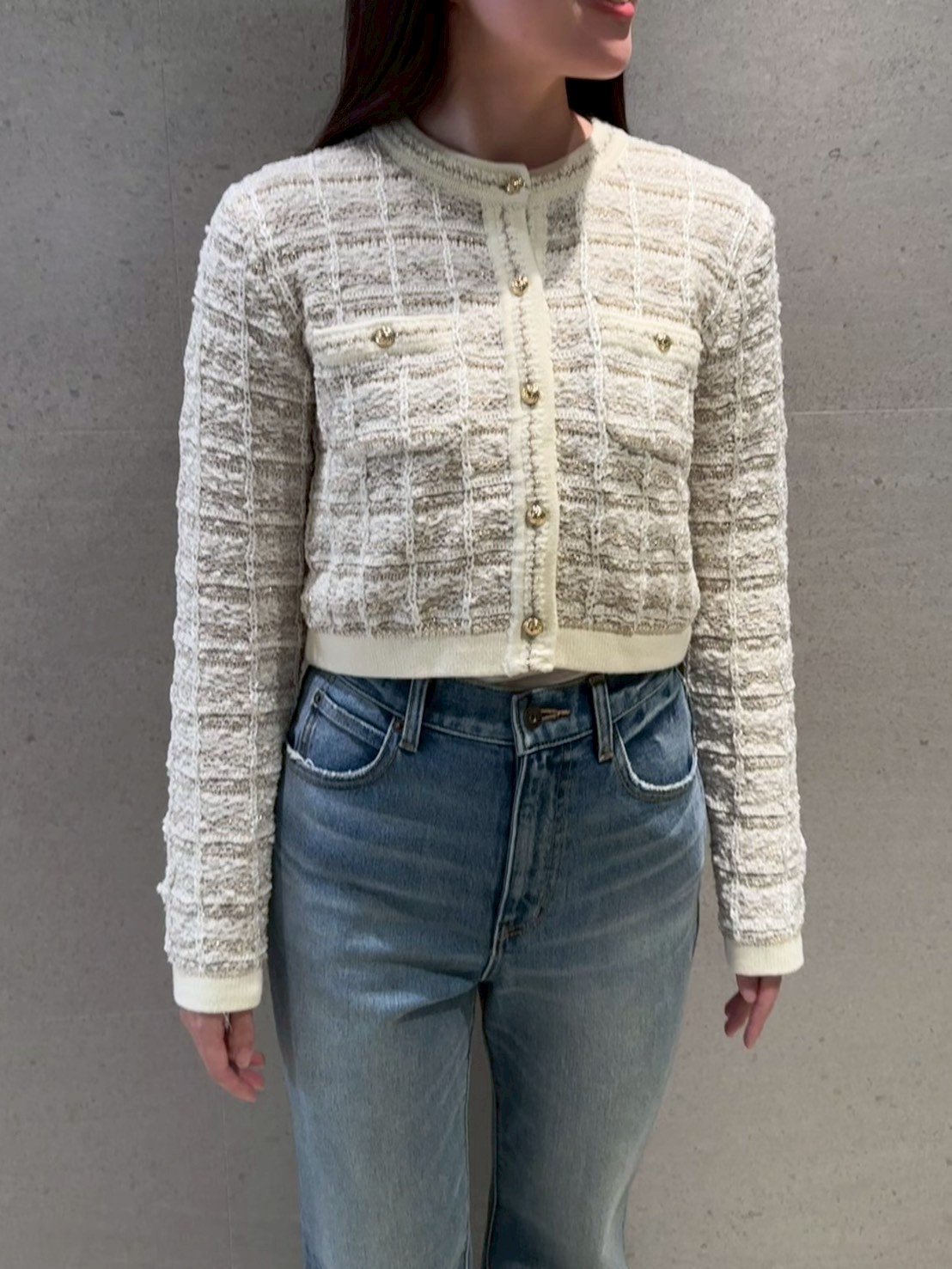 LILY BROWN｜ツイードニットカーディガン | Rakuten Fashion(楽天