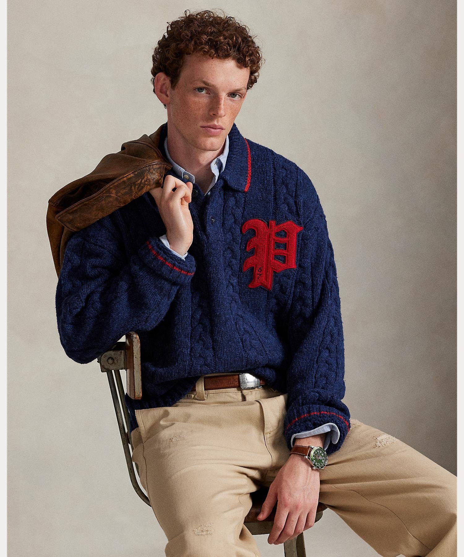 RALPH LAUREN｜ケーブルニット ポロカラー レター セーター | Rakuten