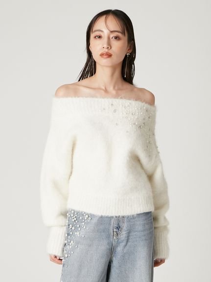 FRAY I.D｜アルパカシャギービジューオフショルニット | Rakuten