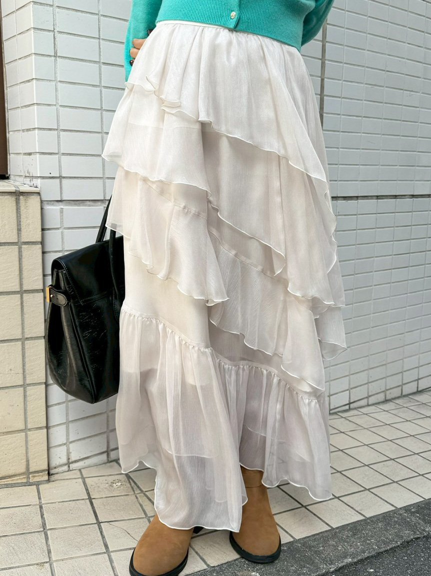 LILY BROWN｜ブライトシアーラッフルスカート | Rakuten Fashion(楽天