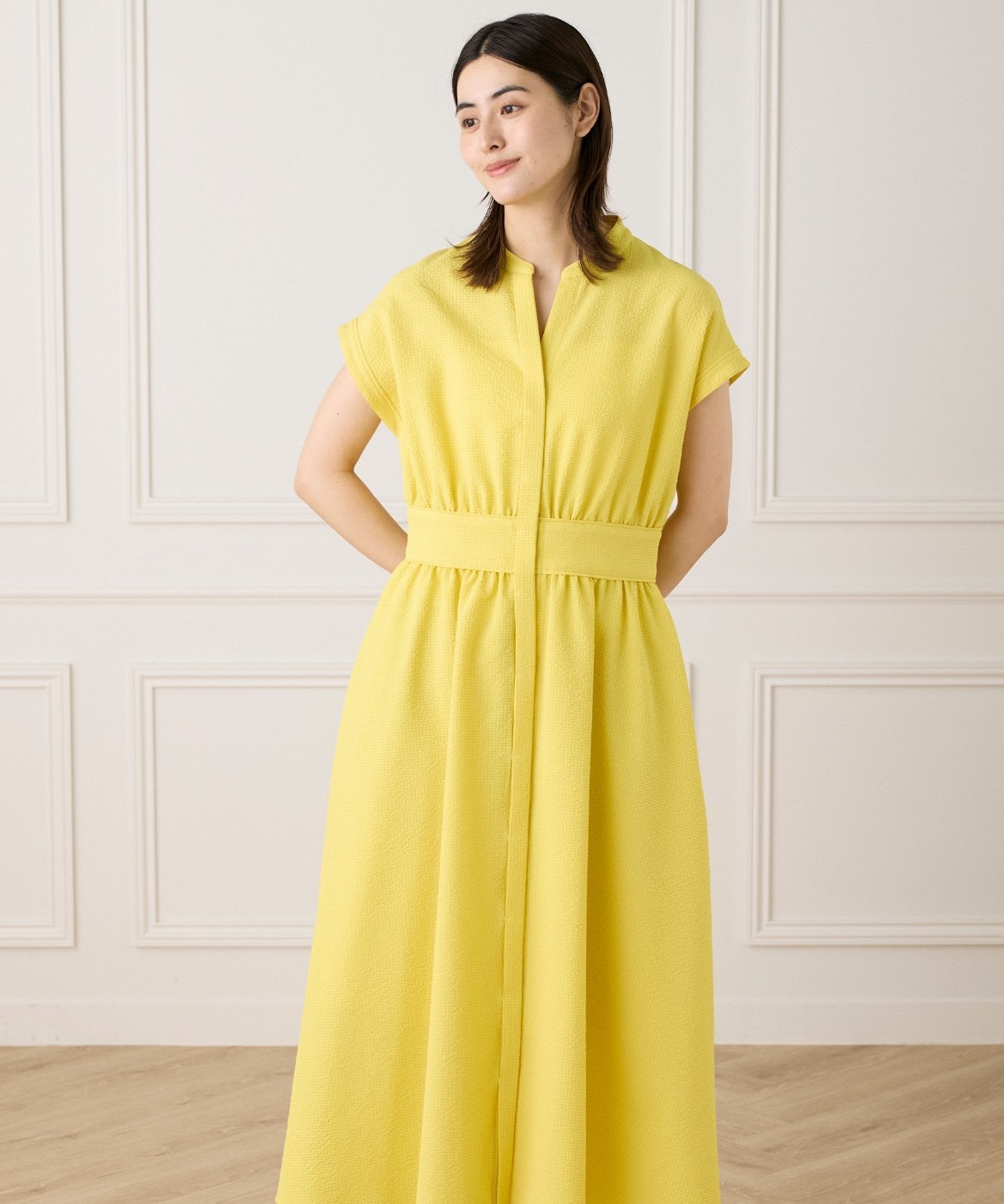 INED｜《大きいサイズ》ウエストギャザーワンピース | Rakuten Fashion