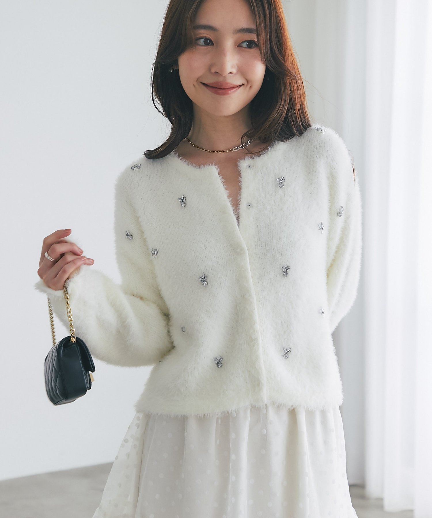 La boutique BonBon｜【今すぐお届け!】フェザーヤーンビジュー刺繍