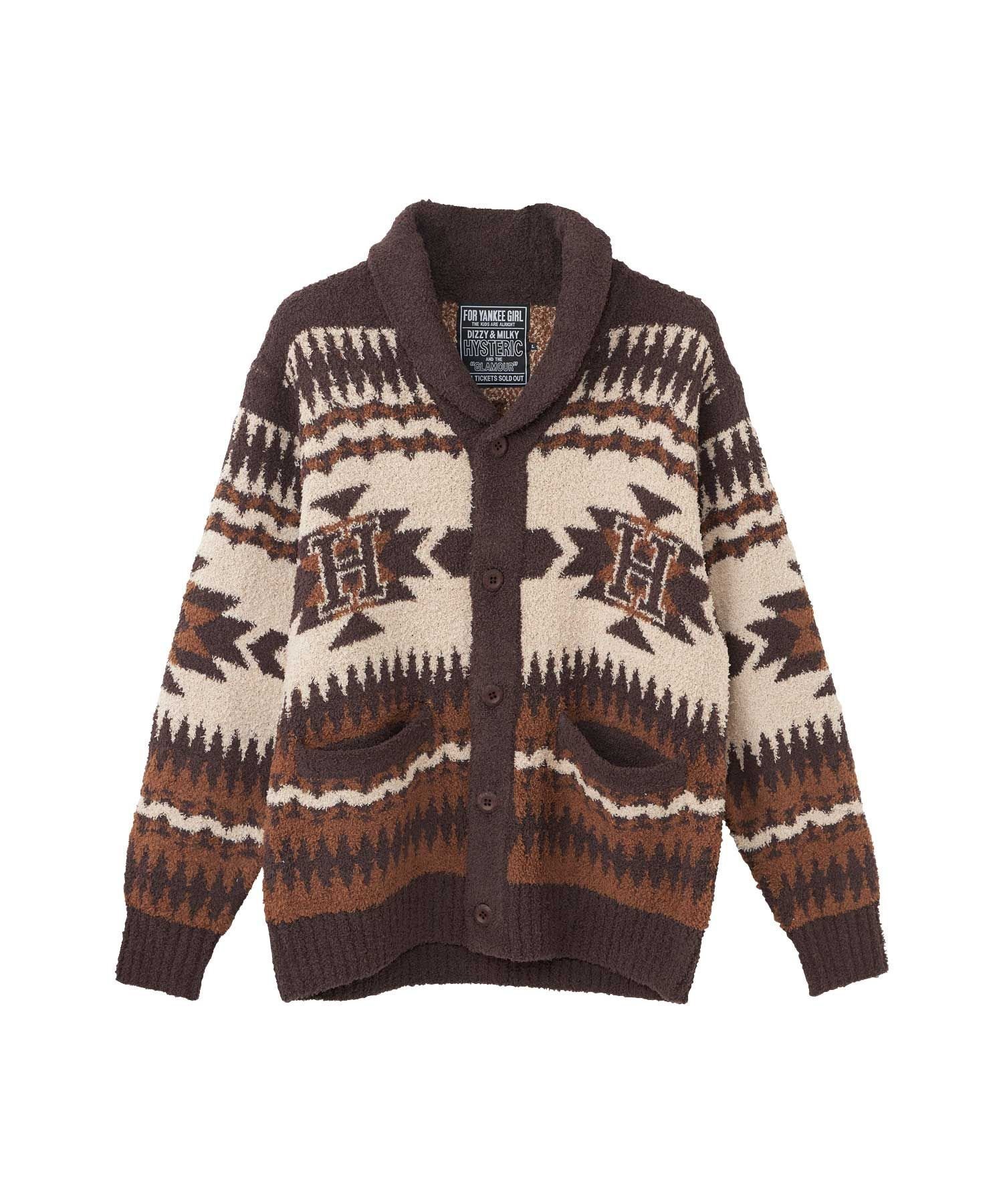 HYSTERIC GLAMOUR SEE NO EVILジャカード ショールカーディガン