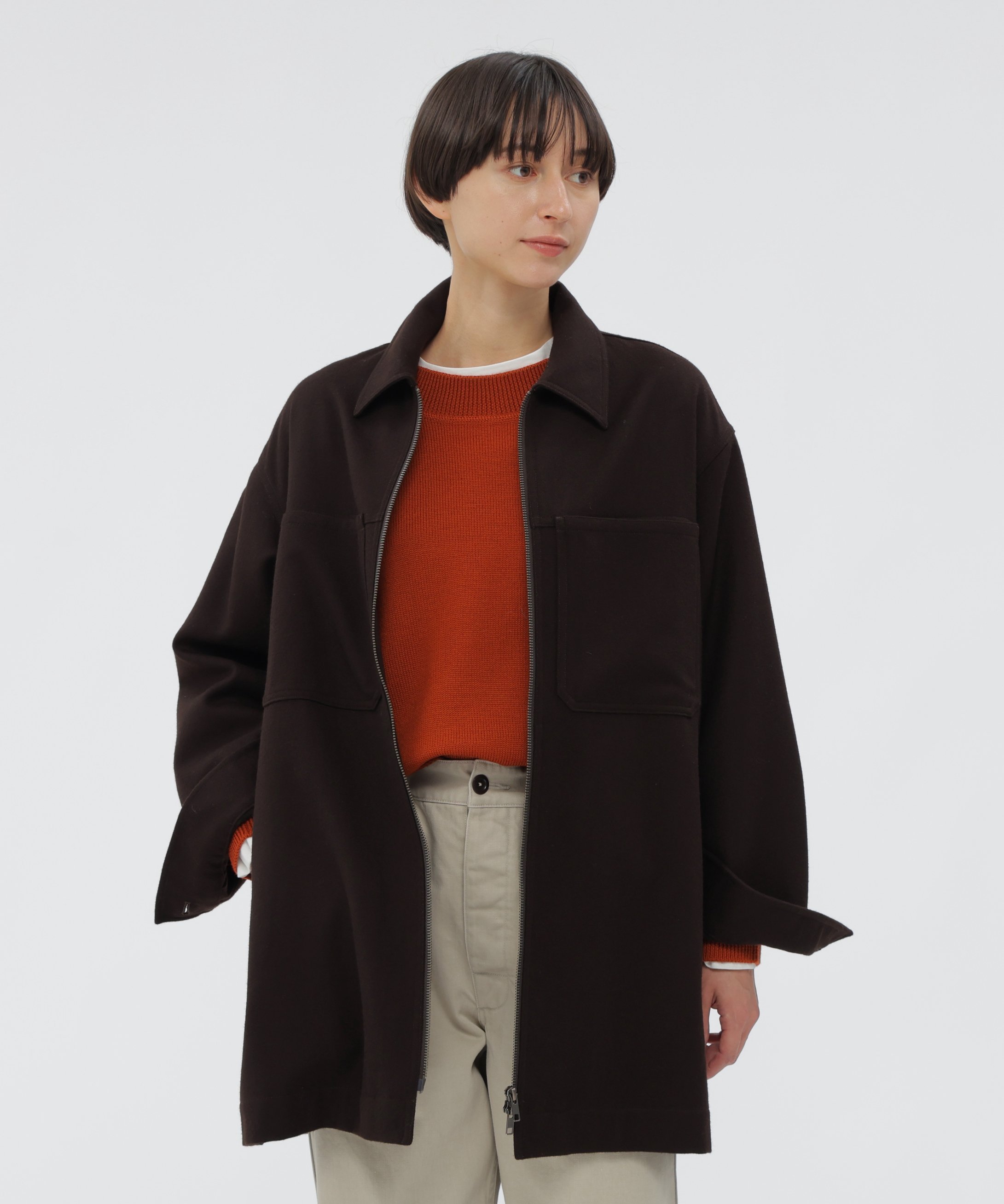 MARGARET HOWELL｜FELTED WOOL SHIRTING BLOUSON | Rakuten Fashion
