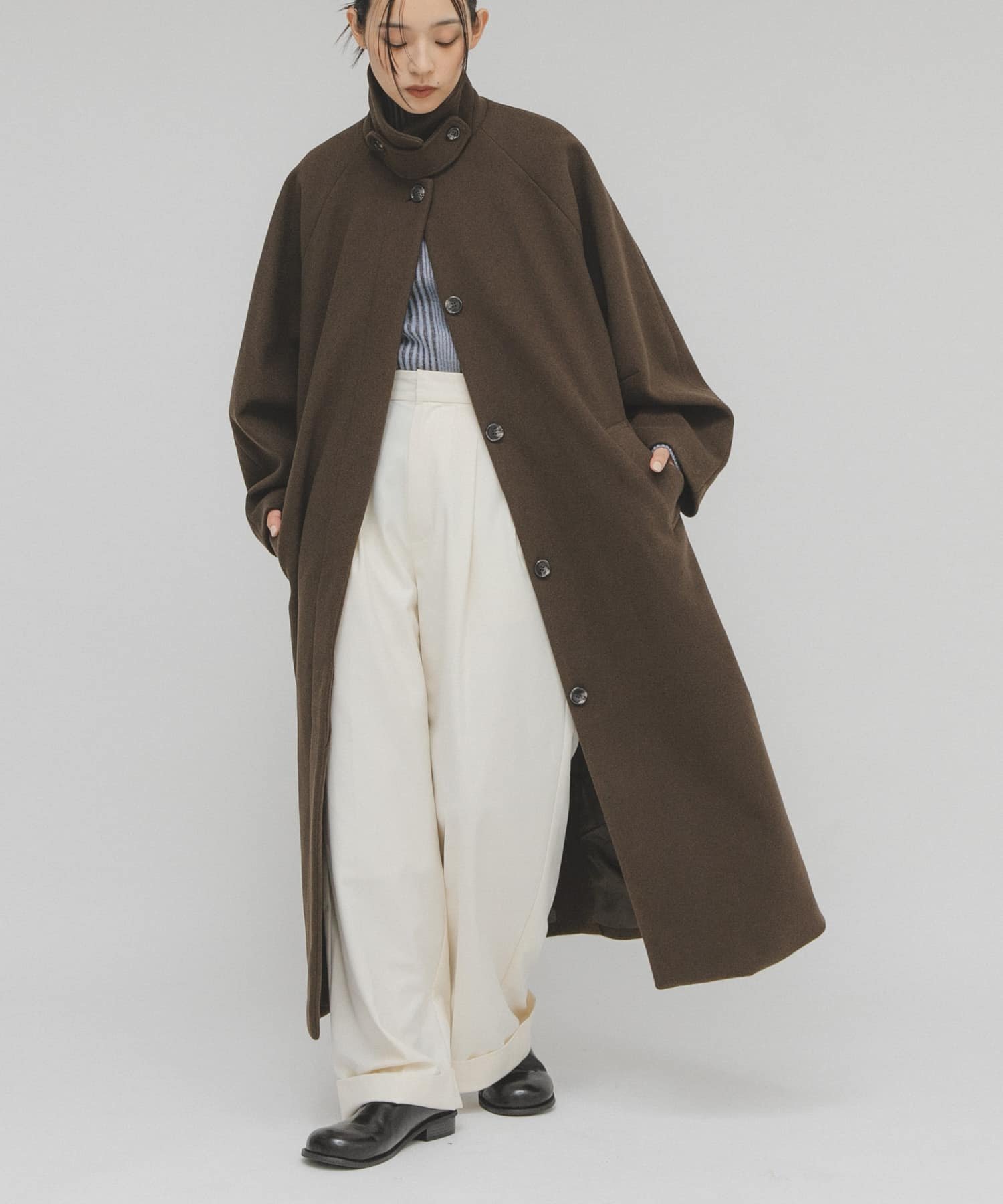 KBF｜ステンカラーコクーンロングコート | Rakuten Fashion(楽天