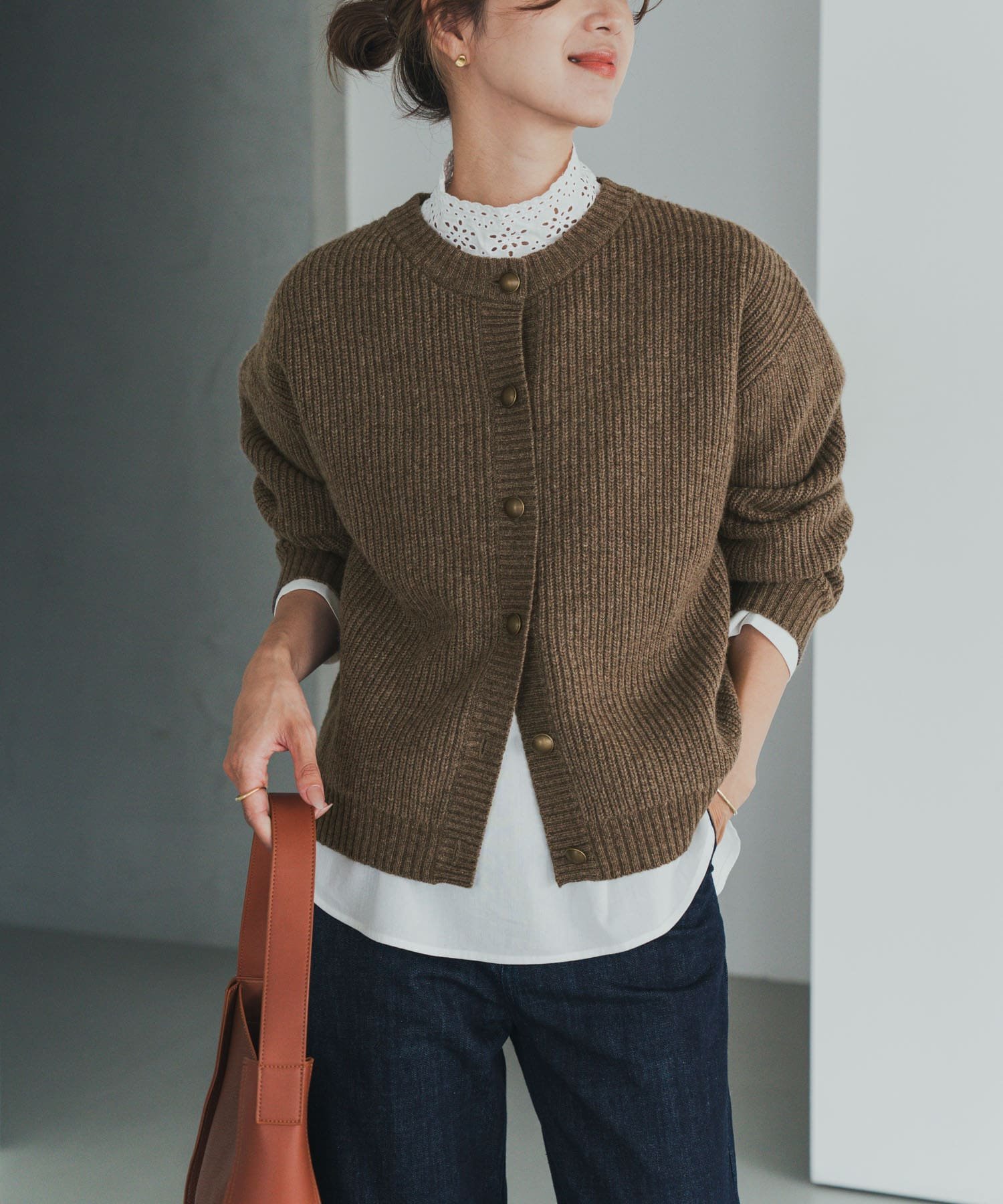 URBAN RESEARCH DOORS｜ハミルトンウール畦クルーネックカーディガン