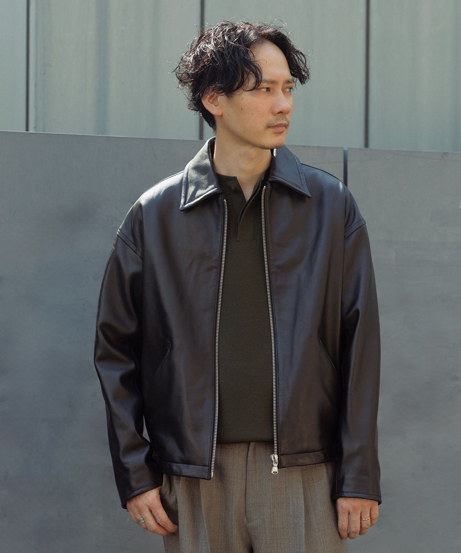 ADAM ET ROPE'｜ラムレザー ジップアップ ブルゾン | Rakuten Fashion