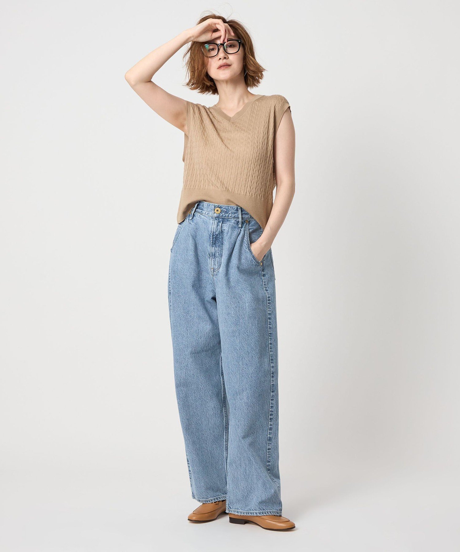 【別注】＜upper hights for conte＞タックデニムパンツ UN 別注】＜upper hights for conte＞タックデニムパンツ UN