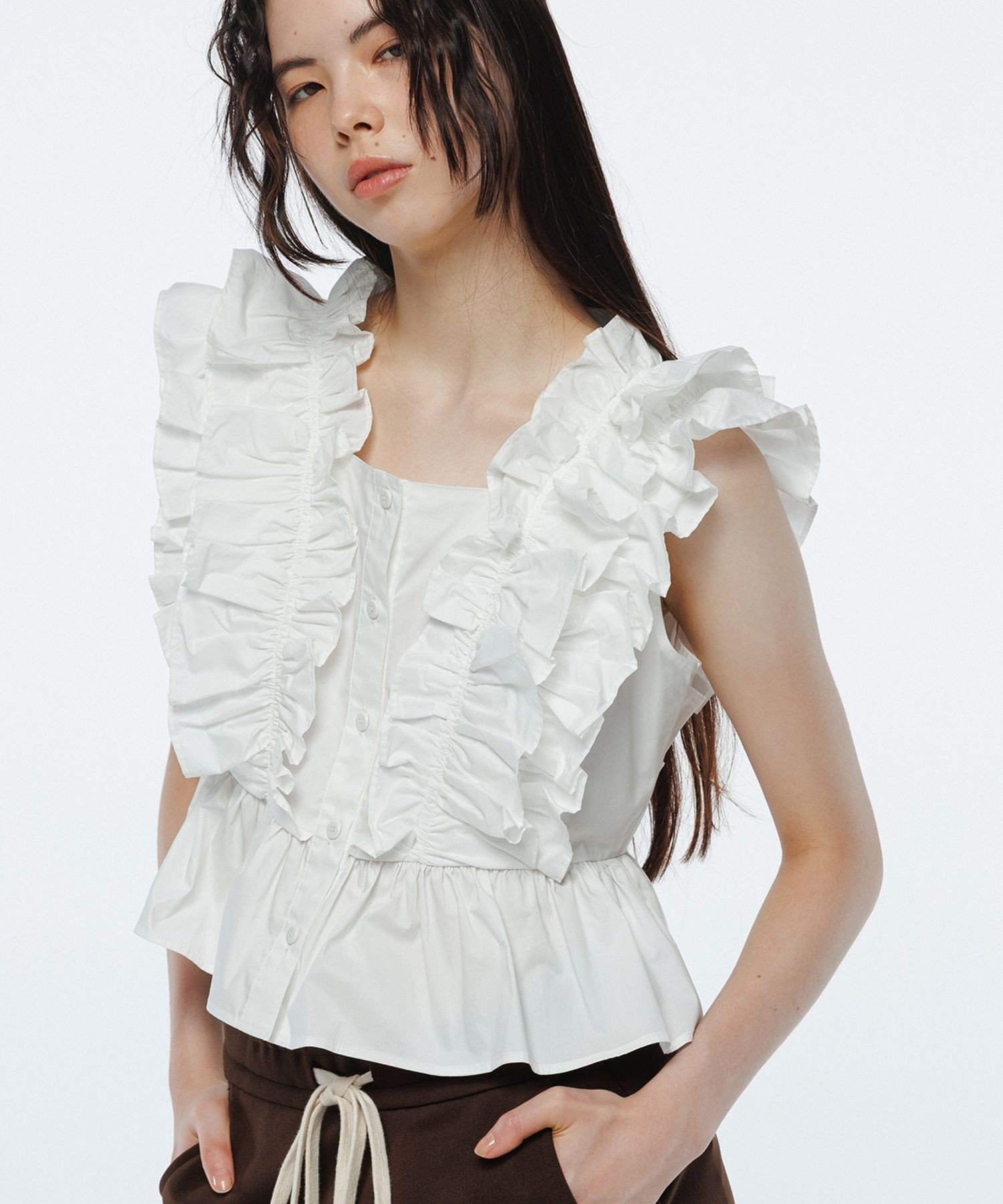 ADAM ET ROPE'｜ペタルフリルブラウス | Rakuten Fashion(楽天