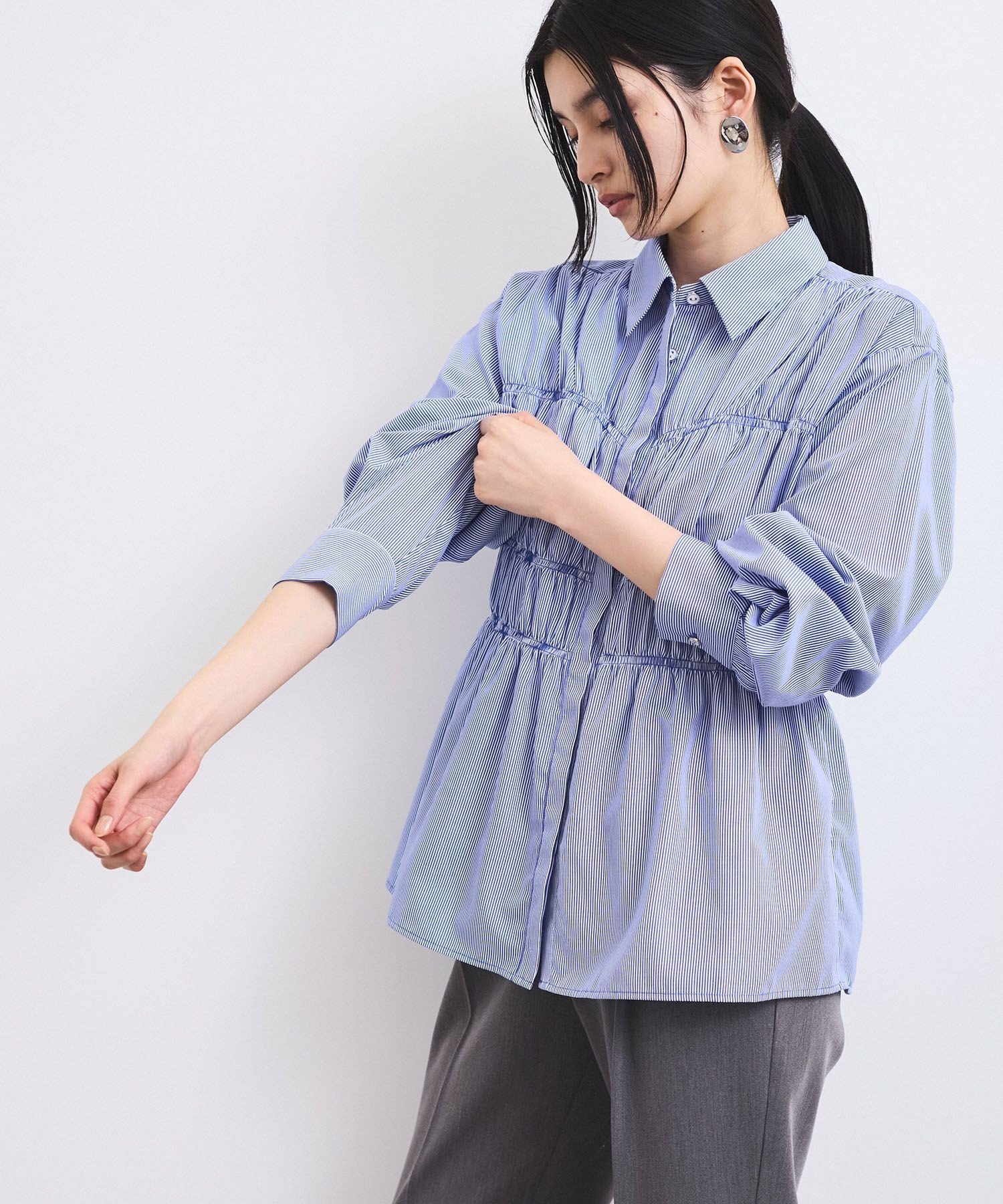 VIS｜【新色追加】シャーリングデザインシャツ【洗える】 | Rakuten