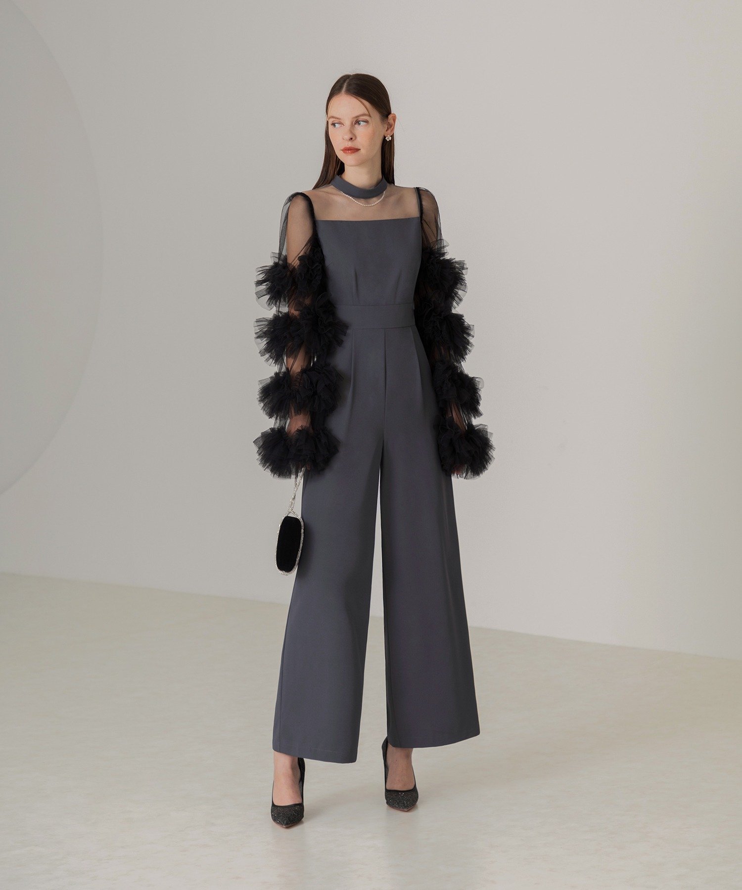 Leja｜LEJA-ボリュームチュールスリーブオールインワンパンツドレス