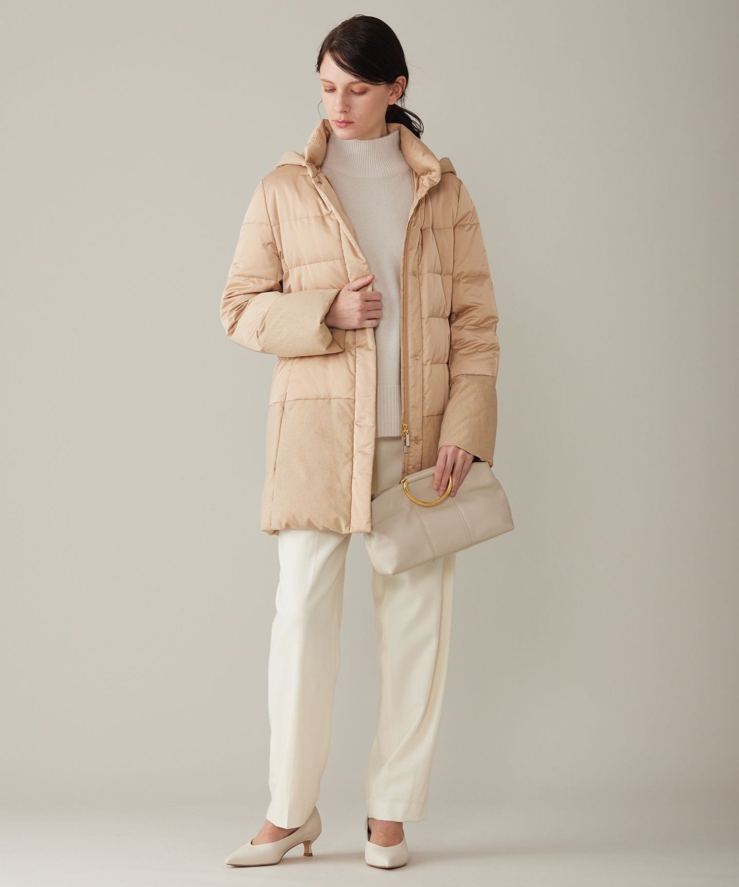 自由区｜【撥水加工・洗える】ブライトダウンフード付き ダウンコート