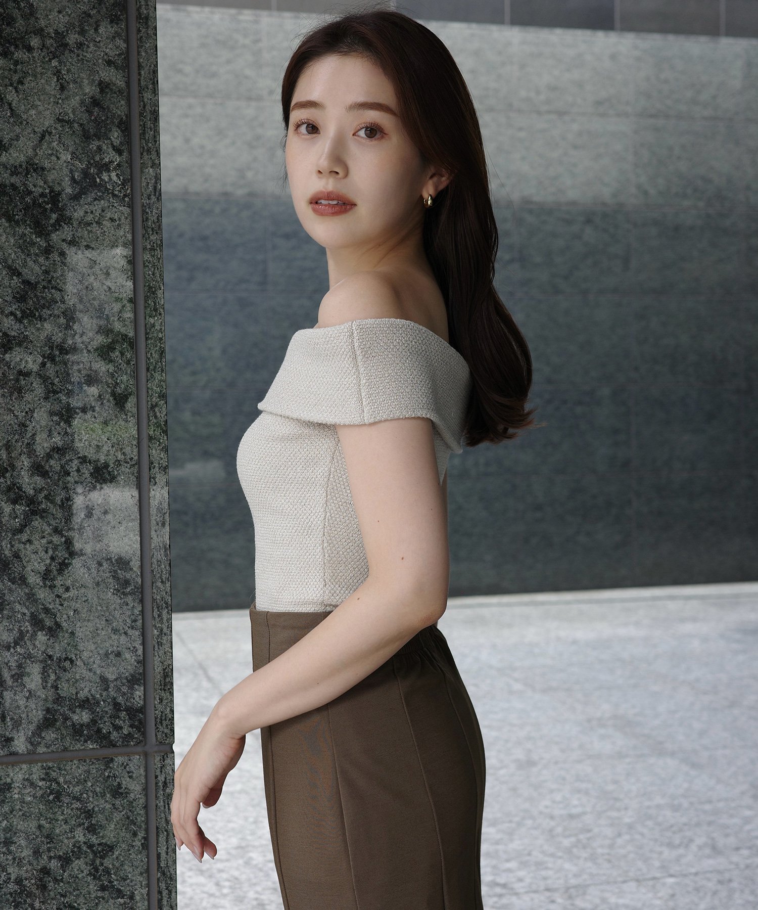 anuans｜ラメオフショルダーニットトップス | Rakuten Fashion(楽天