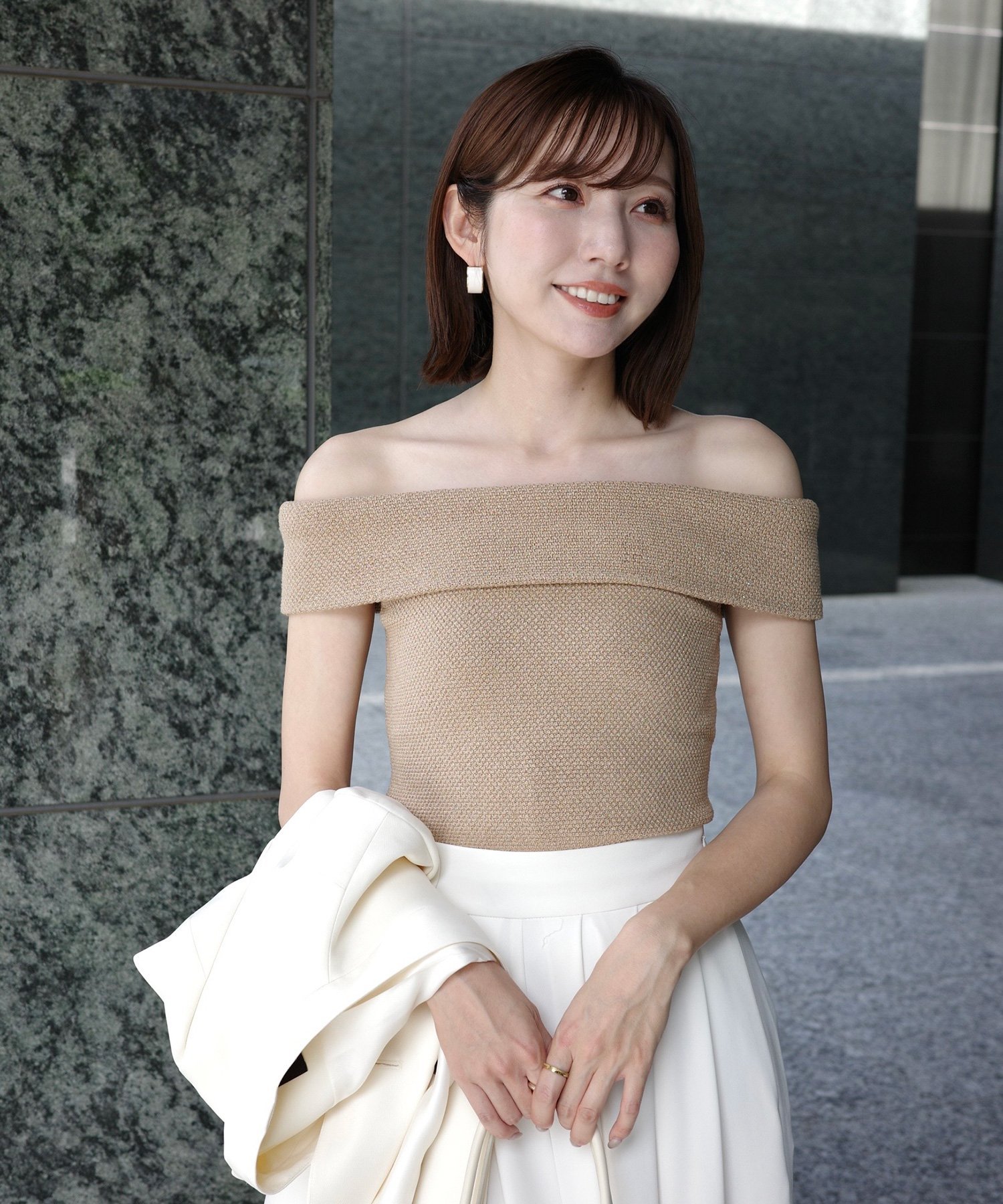 anuans｜ラメオフショルダーニットトップス | Rakuten Fashion(楽天