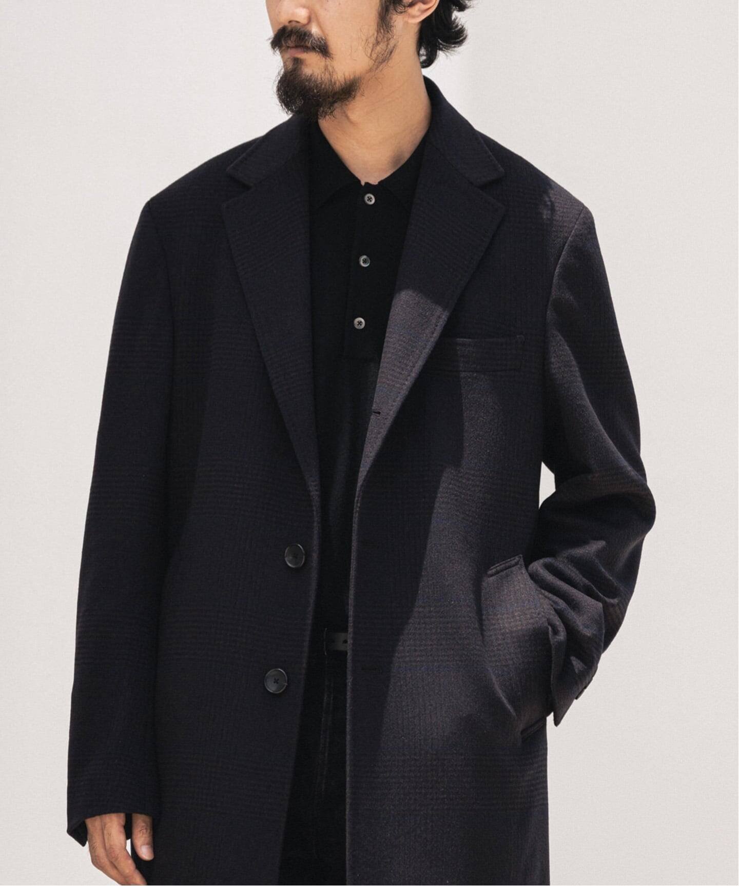 EDIFICE｜SUPER 140's ウール / カシミヤ チェスターコート(チェック