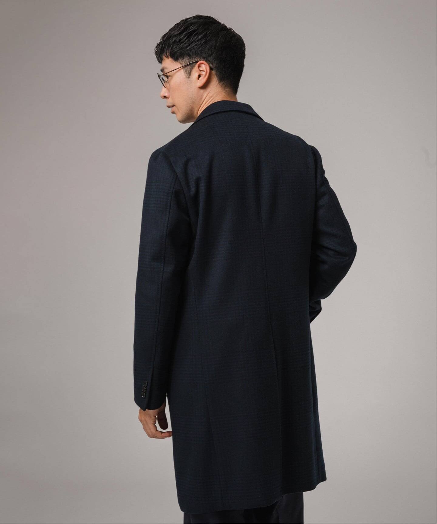 EDIFICE｜SUPER 140's ウール / カシミヤ チェスターコート(チェック