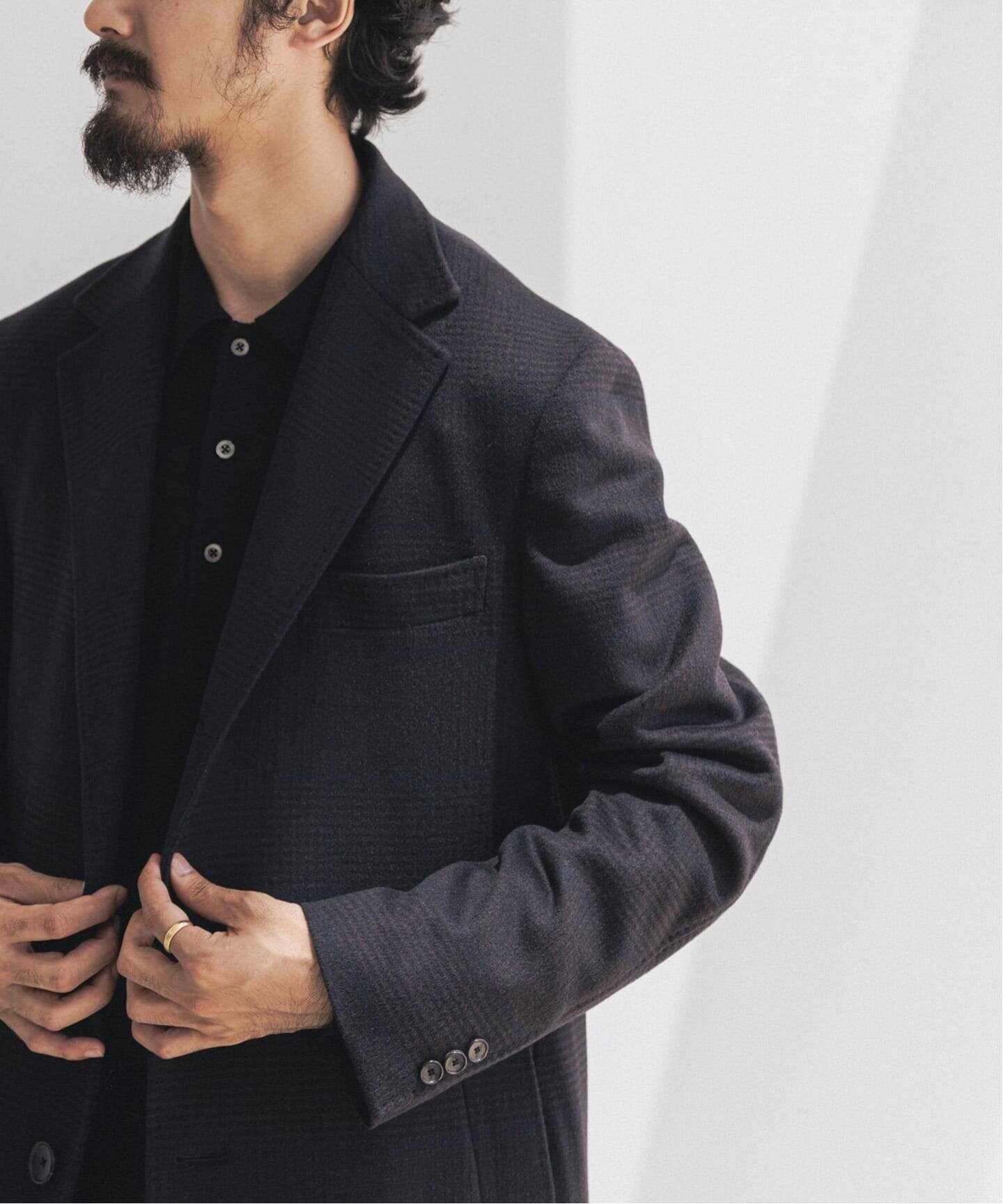 EDIFICE｜SUPER 140's ウール / カシミヤ チェスターコート(チェック