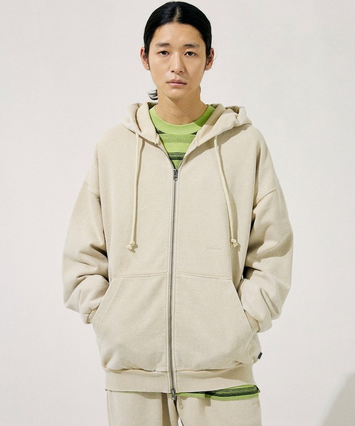 FREAK'S STORE｜Bleach Washed Hidden Logo Sweat Zip Hoodie