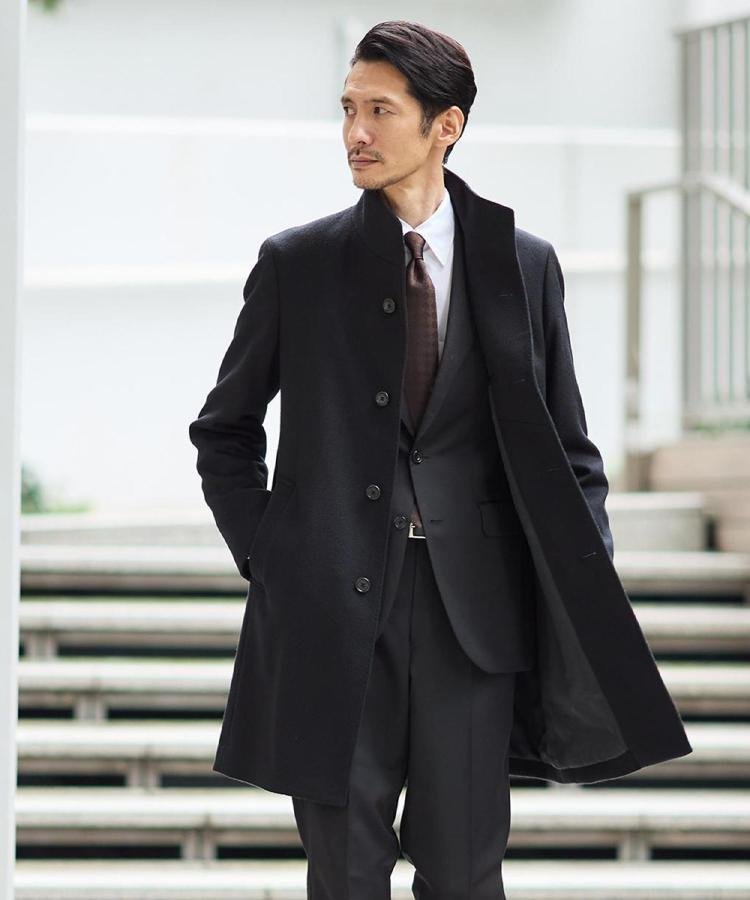 TAKEO KIKUCHI｜【ウールカシミヤブレンド】ビーバー調 スタンドカラー