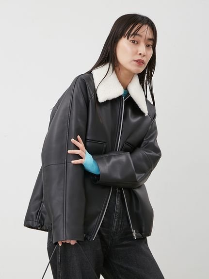 Mila Owen｜ステンカラーフェイクレザーブルゾン | Rakuten Fashion