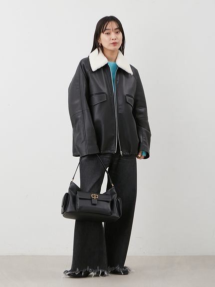 Mila Owen｜ステンカラーフェイクレザーブルゾン | Rakuten Fashion