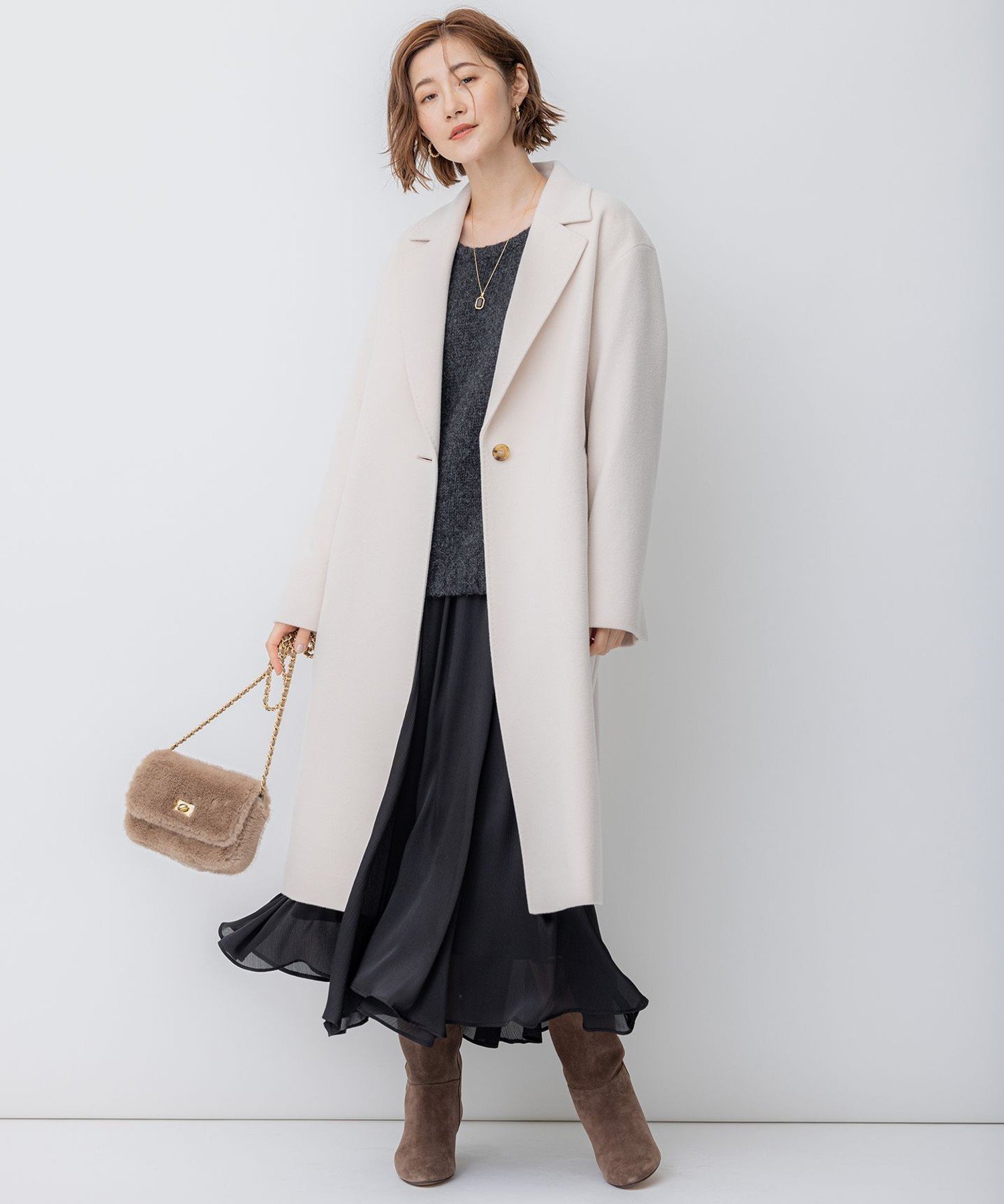 23区｜【滝沢眞規子さん着用】ウールカシミヤビーバー チェスター