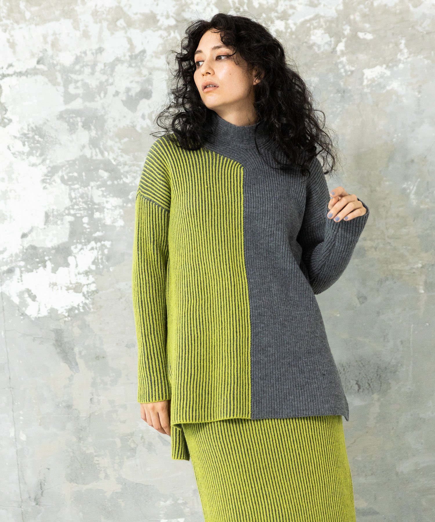 OSMOSIS｜畦ストライプタートルニットプルオーバー | Rakuten Fashion