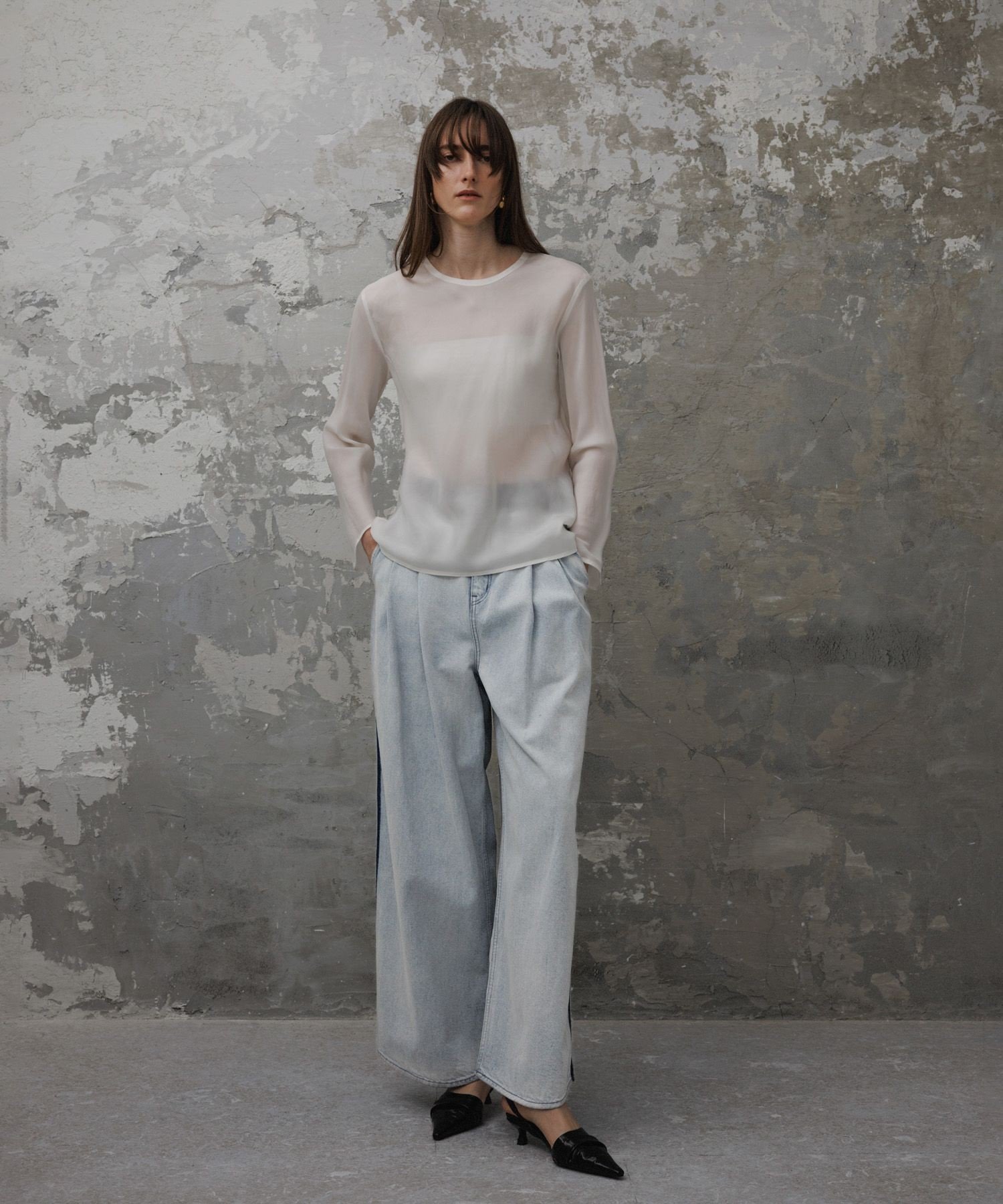 ADAM ET ROPE'｜【EMOELLE】・【サステナブル】ドレスデニムパンツ