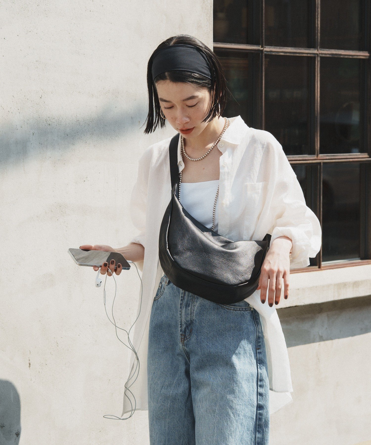 russet｜【20%ポイントバック】ソフトレザーラウンドショルダーバッグ