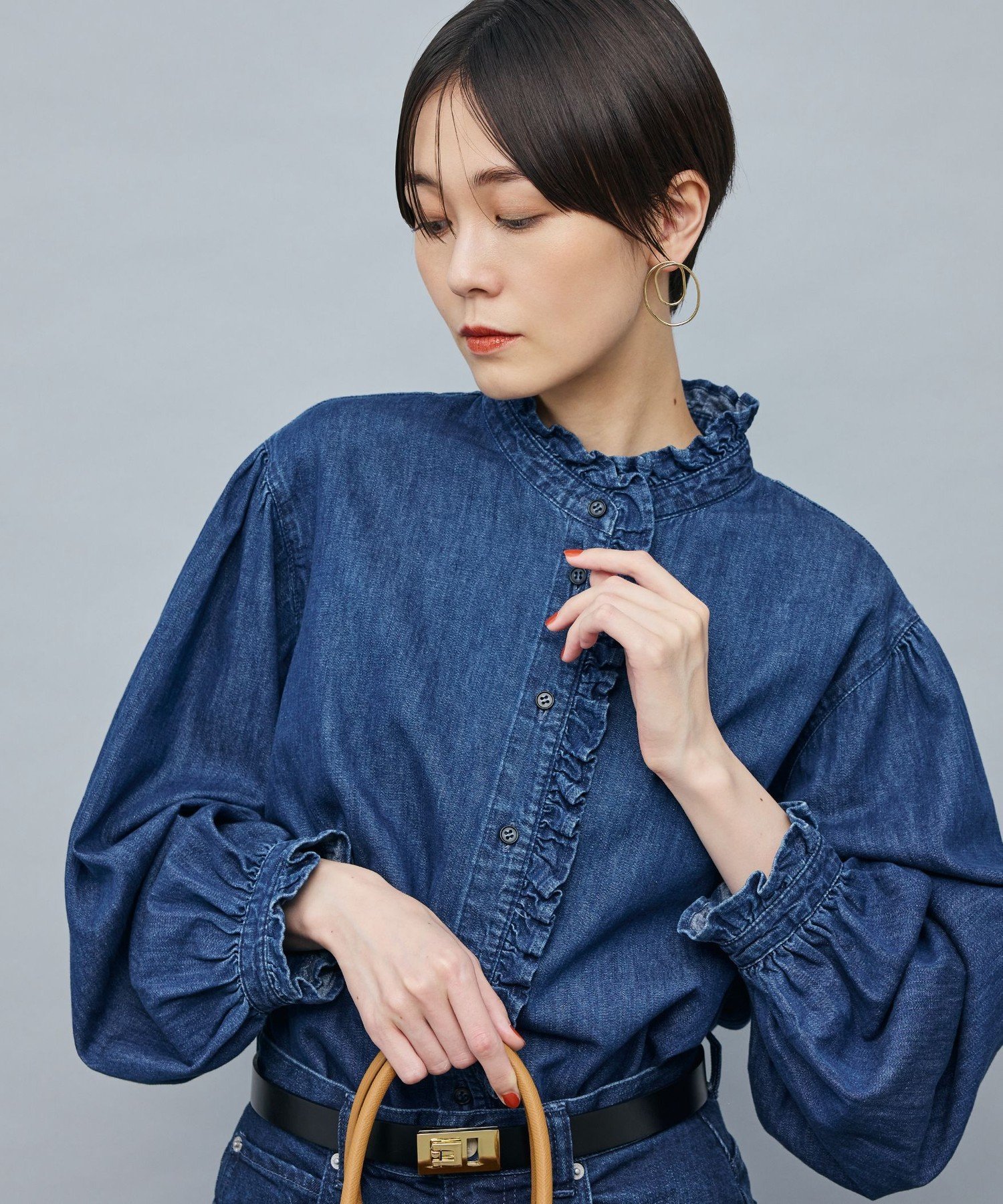 NOLLEY'S｜【RM denim】フリルデニムブラウス | Rakuten Fashion(楽天