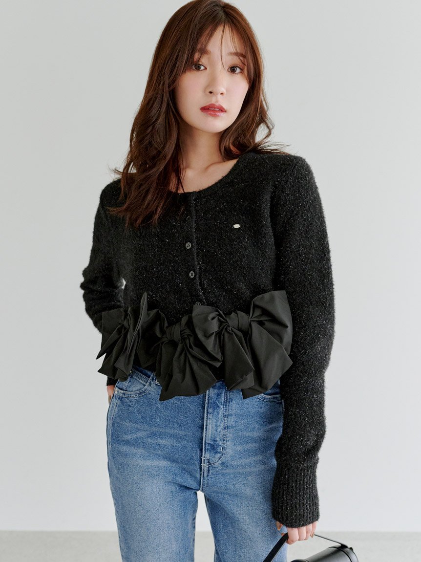 SNIDEL｜リボンモチーフカーディガン | Rakuten Fashion(楽天
