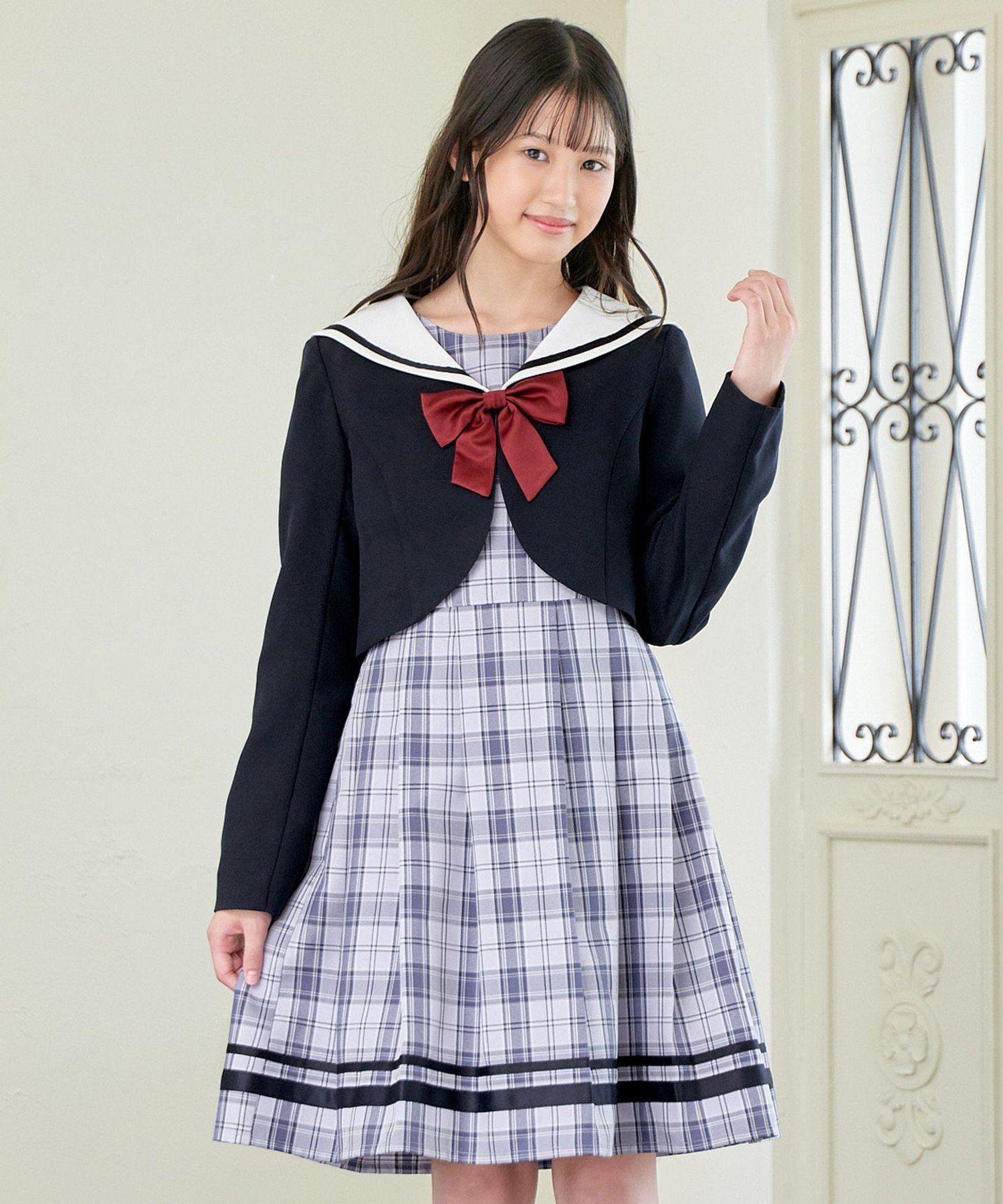 ANY｜【2点セット】セーラージャケット+チェックワンピース | Rakuten