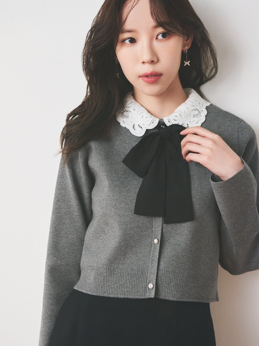 CELFORD｜【WEB限定】デタッチャブルレースカラーカーディガン