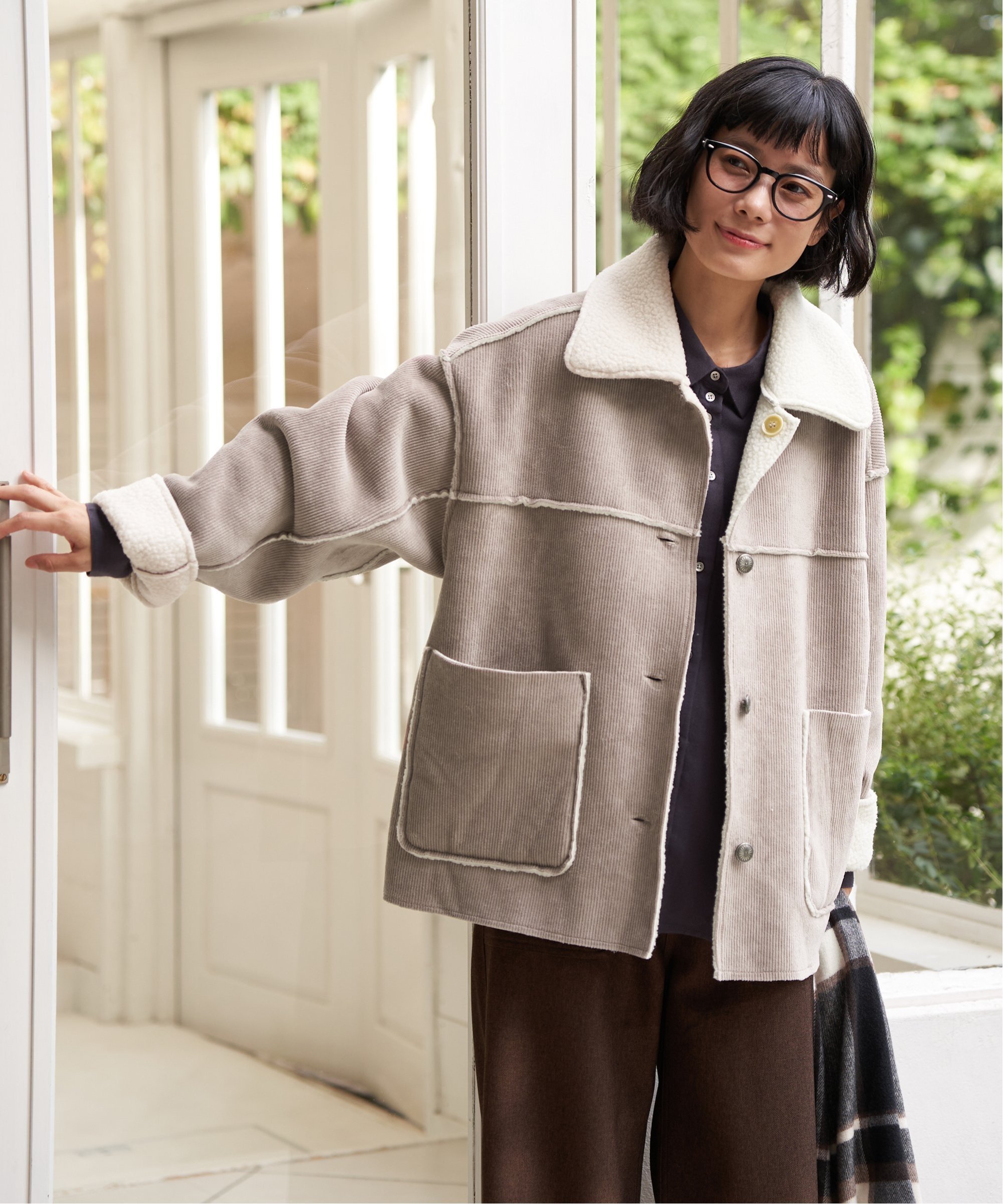 LBC｜ボアコーデュロイリバーシブル襟付きジャケット | Rakuten