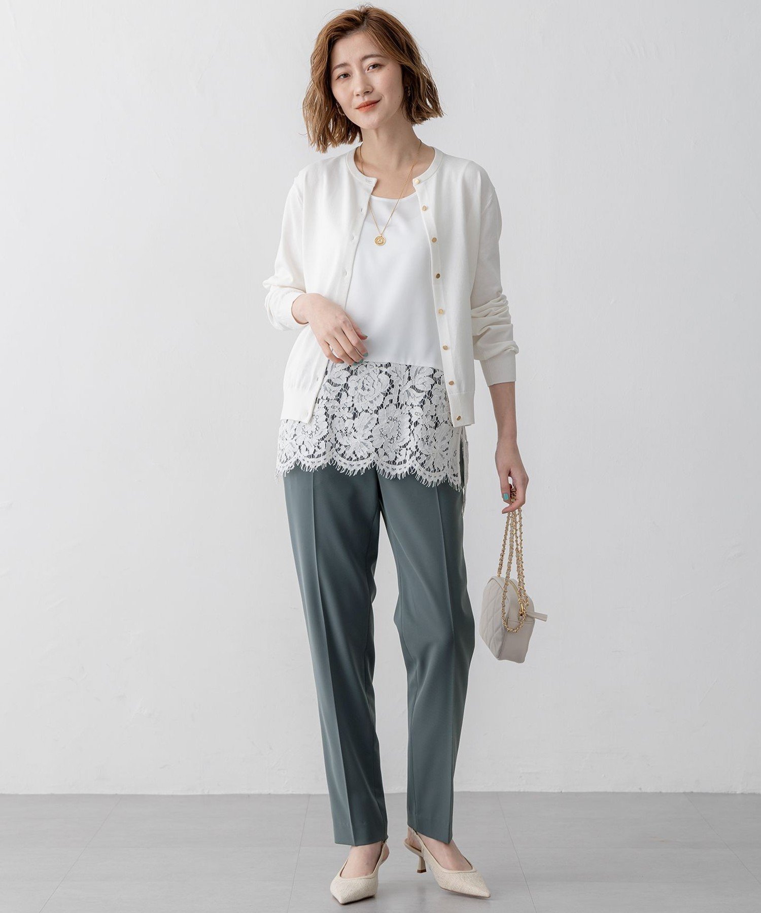 23区｜【洗える】レースコンビストレッチ マットサテン インナー