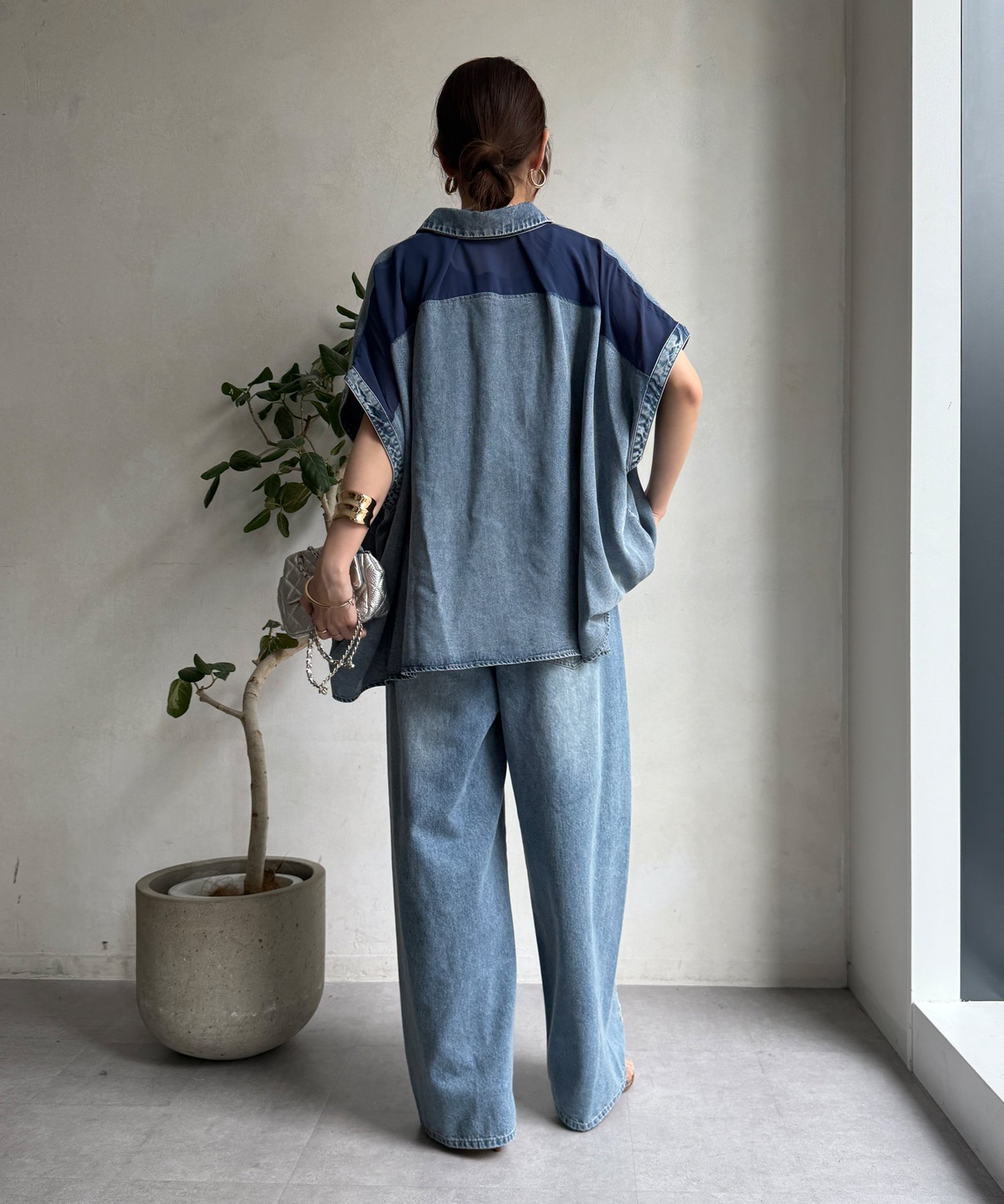 DOUDOU｜リヨセルデニムバック切替シャツ | Rakuten Fashion(楽天