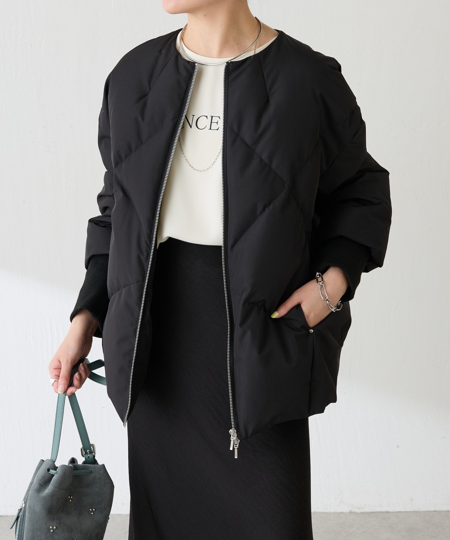 COLLAGE GALLARDAGALANTE｜ノーカラーダウンコート | Rakuten Fashion