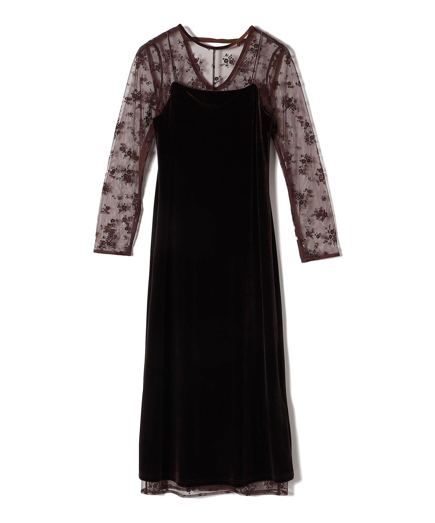 SHIPS｜kaene:フロッキー レース ポリエステルベロア 2WAY ドレス