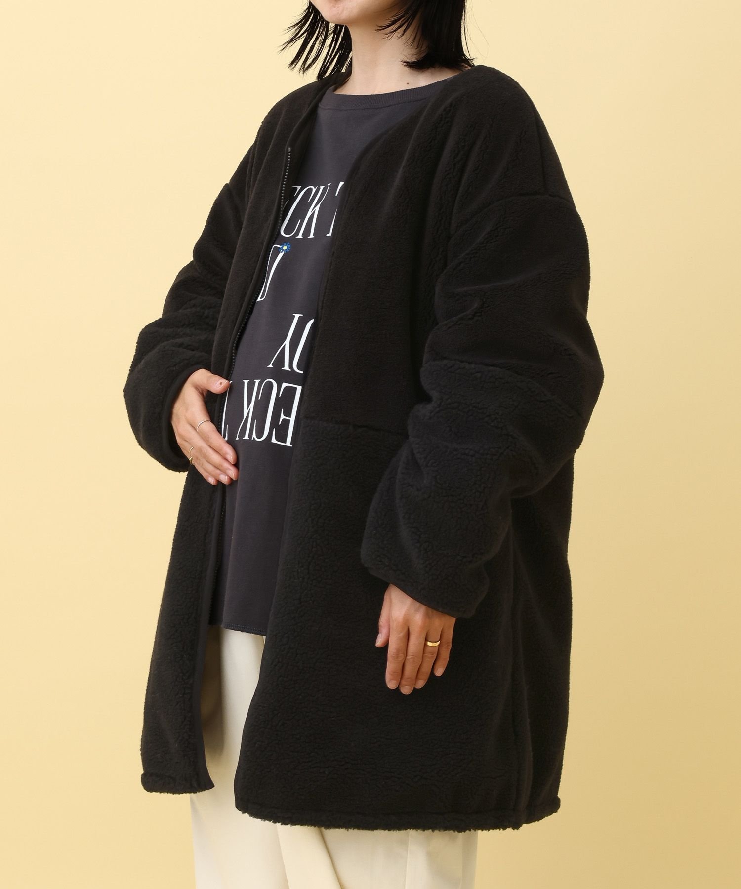 LEPSIM｜【産前・産後対応】マタニティ/リバーシブルボアキルトコート