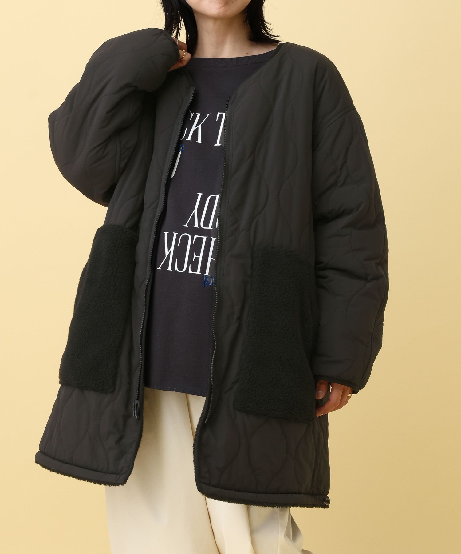 LEPSIM｜【産前・産後対応】マタニティ/リバーシブルボアキルトコート