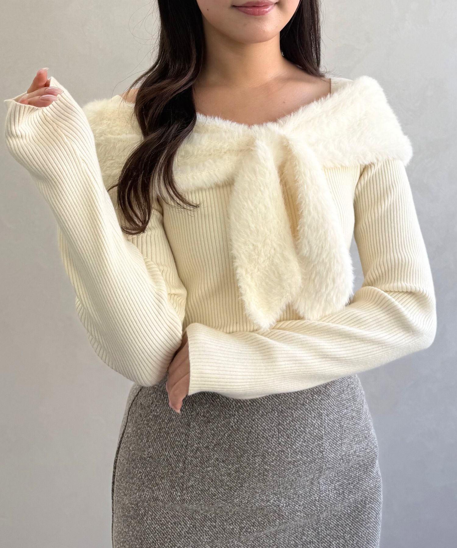 31 Sons de mode｜2025秋冬新作 シャギーリボンモチーフニット