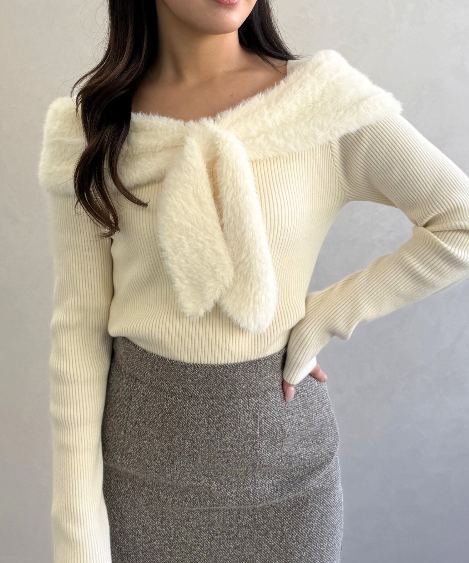 31 Sons de mode｜2025秋冬新作 シャギーリボンモチーフニット