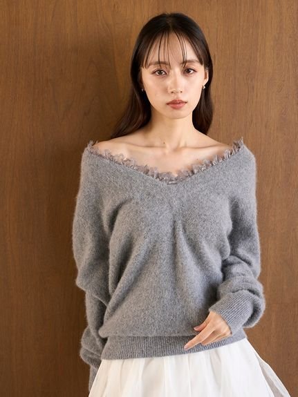 SNIDEL｜フォックス衿レースプルオーバー | Rakuten Fashion(楽天