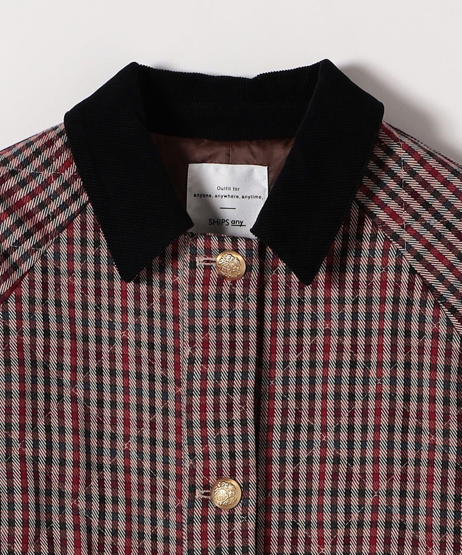 SHIPS｜SHIPS any: キルティング チェック ステンカラー Aライン