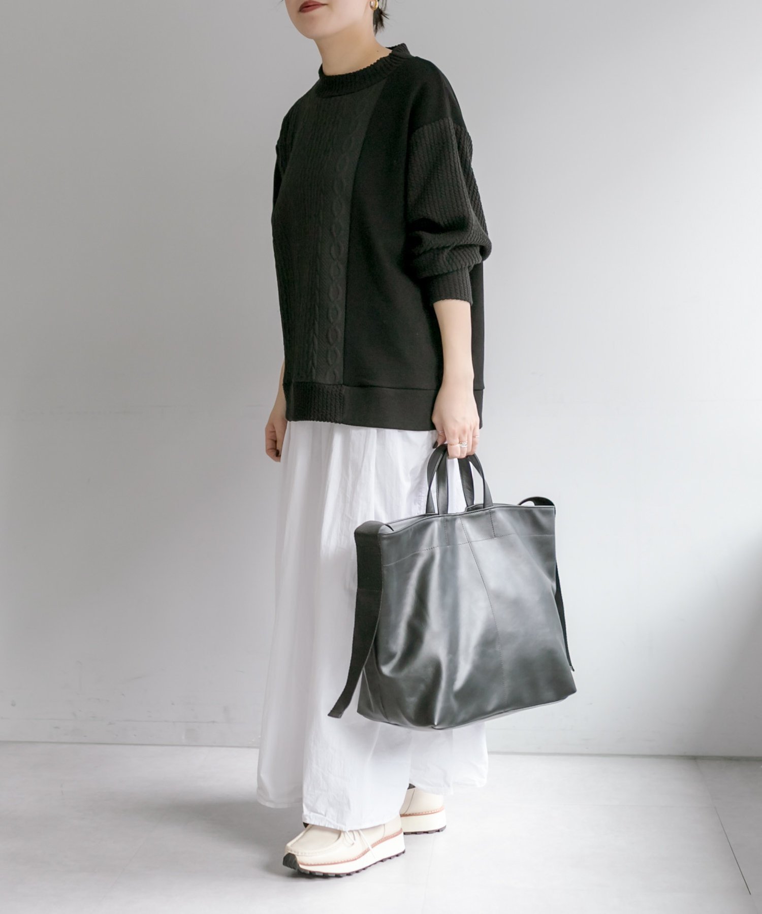 ear PAPILLONNER｜《牛革/A4サイズ対応》ワイドテープトートバッグ L