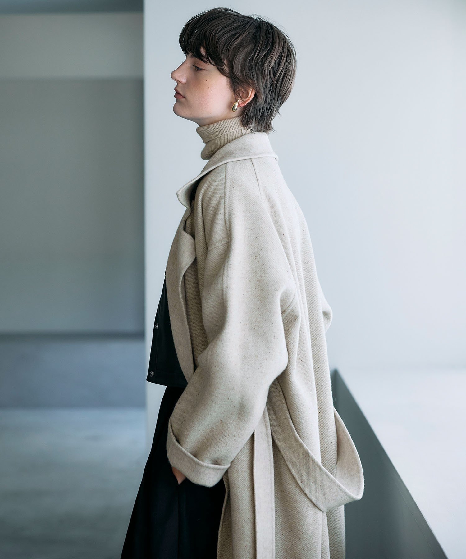 N.O.R.C｜ジーロンウールシルクネップリバーコート | Rakuten Fashion